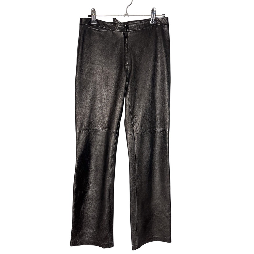 Vintage BCBG MaxAzria Black Soft‎ Leather Pants Straight Leg Y2K Size 2